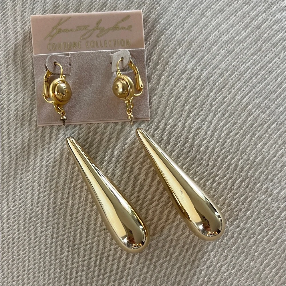 Kenneth Lane Elegant Gold Drop Earrings - Picture 7 of 9